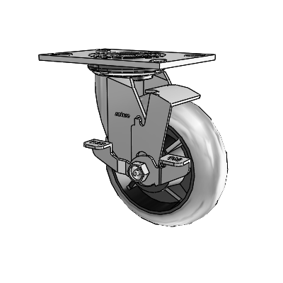 4 Series 2 Inch Wide Top Plate Swivel Caster Caster with 6 x 2 Performa Rubber (Round/Conductive) Wheel and Top Lock Brake