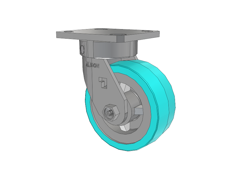 120 Series Top Plate Swivel Caster with 5 x 2 Grey Tread on Grey Polypropylene Core XA - Polyurethane (Polypropylene Core) - Prevenz Antimicrobial Wheel
