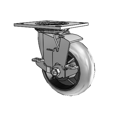 4 Series 2 Inch Wide Top Plate Swivel Caster Caster with 6 x 2 Performa Rubber (Round/Conductive) Wheel and Top Lock Brake