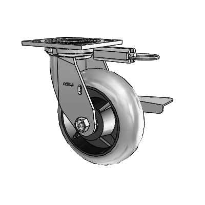 4 Series 2 Inch Wide Top Plate Swivel Caster Caster with 6 x 2 Performa Rubber (Round/Conductive) Wheel and Side Lock Brake