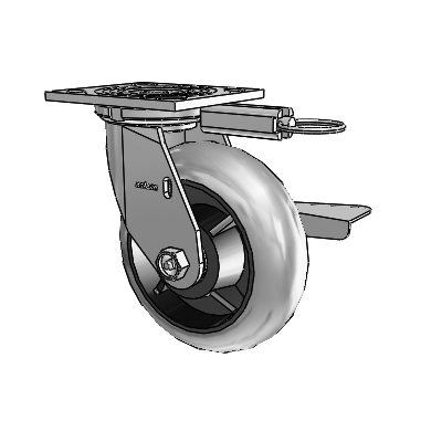 4 Series 2 Inch Wide Top Plate Swivel Caster Caster with 6 x 2 Performa Rubber (Round/Conductive) Wheel and Side Lock Brake
