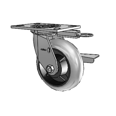4 Series 2 Inch Wide Top Plate Swivel Caster Caster with 6 x 2 Performa Rubber (Round/Conductive) Wheel and Side Lock Brake