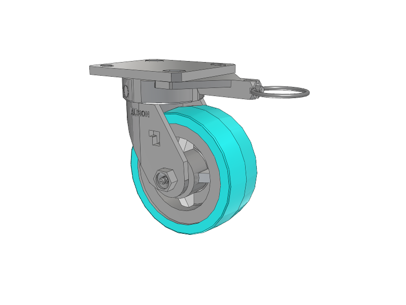 120 Series Top Plate Swivel Caster with 5 x 2 Grey Tread on Grey Polypropylene Core XA - Polyurethane (Polypropylene Core) - Prevenz Antimicrobial Wheel