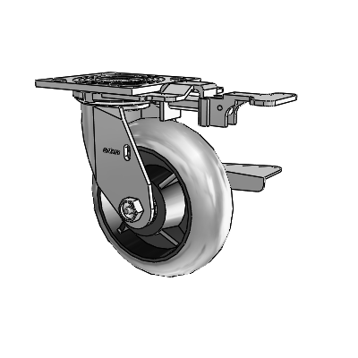4 Series 2 Inch Wide Top Plate Swivel Caster Caster with 6 x 2 Performa Rubber (Round/Conductive) Wheel and Side Lock Brake