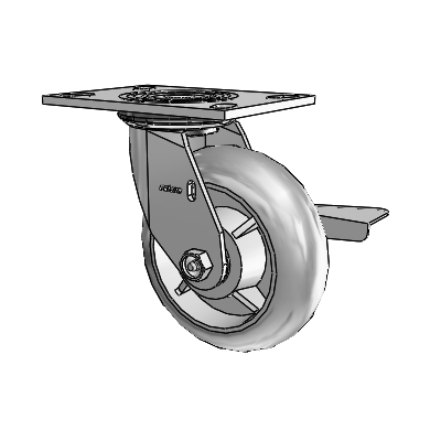 4 Series 2 Inch Wide Top Plate Swivel Caster Caster with 6 x 2 Performa Rubber (Round) Wheel and Side Lock Brake