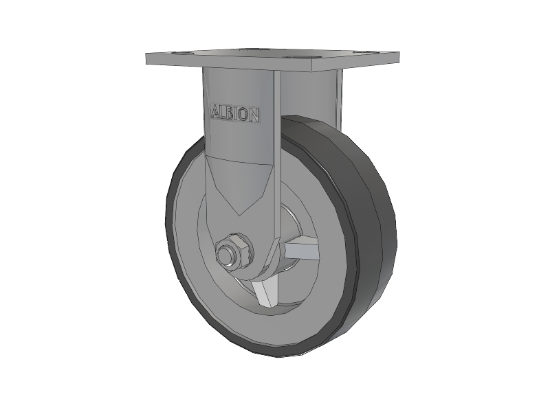 120 Series Top Plate Rigid Caster with 6 x 2 Grey Tread on Grey Polypropylene Core XA - Polyurethane (Polypropylene Core) Wheel
