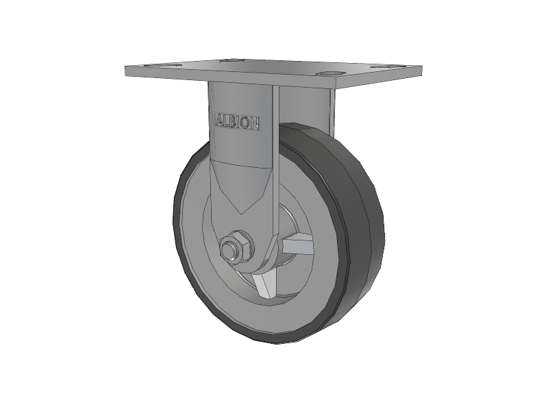120 Series Top Plate Rigid Caster with 6 x 2 Grey Tread on Grey Polypropylene Core XA - Polyurethane (Polypropylene Core) Wheel