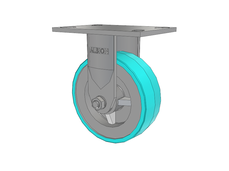 120 Series Top Plate Rigid Caster with 6 x 2 Grey Tread on Grey Polypropylene Core XA - Polyurethane (Polypropylene Core) - Prevenz Antimicrobial Wheel