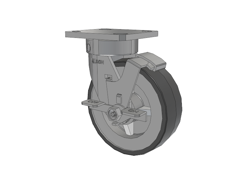 120 Series Top Plate Swivel Caster with 6 x 2 Grey Tread on Grey Polypropylene Core XA - Polyurethane (Polypropylene Core) Wheel and Stainless Steel Face Brake