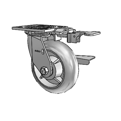 4 Series 2 Inch Wide Top Plate Swivel Caster Caster with 6 x 2 Performa Rubber (Round) Wheel and Side Lock Brake