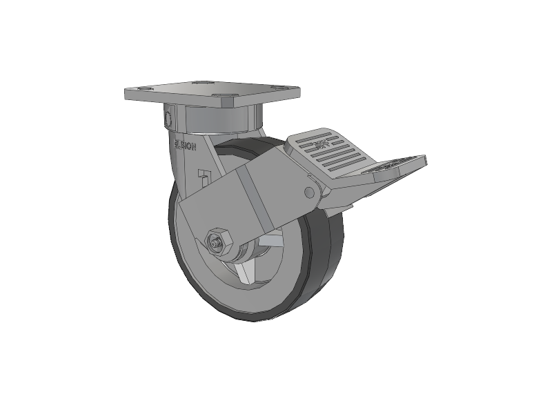 120 Series Top Plate Swivel Caster with 6 x 2 Grey Tread on Grey Polypropylene Core XA - Polyurethane (Polypropylene Core) Wheel and Stainless Steel Face Brake