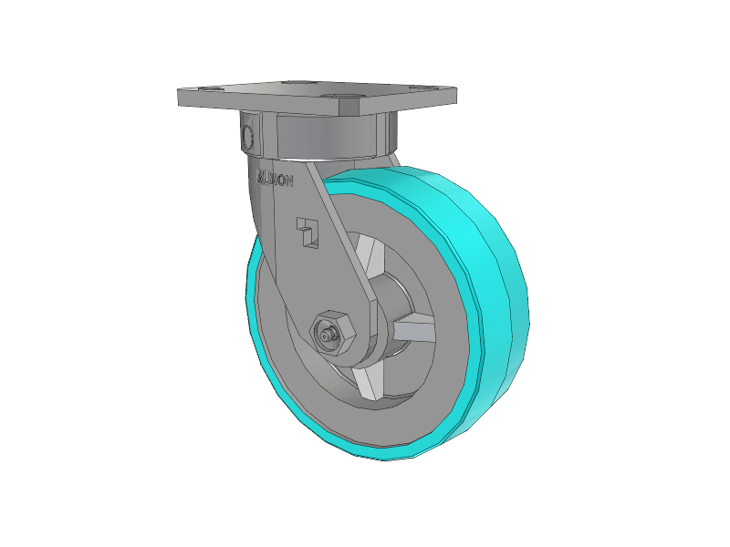 120 Series Top Plate Swivel Caster with 6 x 2 Grey Tread on Grey Polypropylene Core XA - Polyurethane (Polypropylene Core) - Prevenz Antimicrobial Wheel