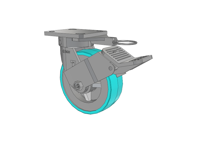 120 Series Top Plate Swivel Caster with 6 x 2 Grey Tread on Grey Polypropylene Core XA - Polyurethane (Polypropylene Core) - Prevenz Antimicrobial Wheel and Stainless Steel Face Brake