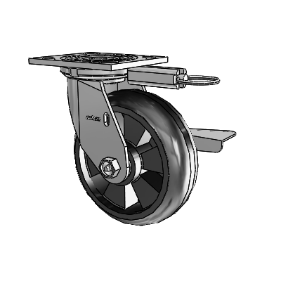 4 Series 2 Inch Wide Top Plate Swivel Caster Caster with 6 x 2 Trans-forma LT (Round) Wheel and Side Lock Brake