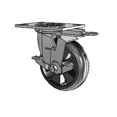 4 Series 2 Inch Wide Top Plate Swivel Caster Caster with 6 x 2 Trans-forma LT (Round) Wheel and Top Lock Brake