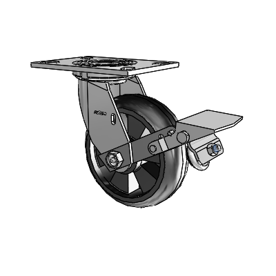 4 Series 2 Inch Wide Top Plate Swivel Caster Caster with 6 x 2 Trans-forma LT (Round) Wheel and Tread Lock Brake