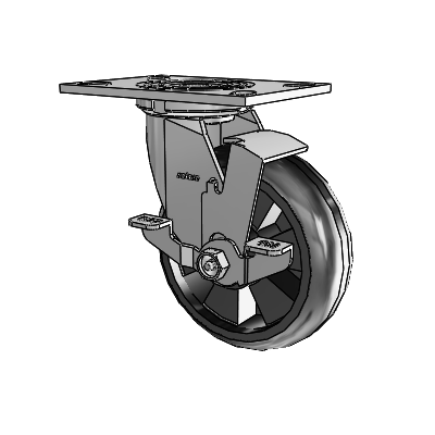 4 Series 2 Inch Wide Top Plate Swivel Caster Caster with 6 x 2 Trans-forma LT (Round) Wheel and Top Lock Brake