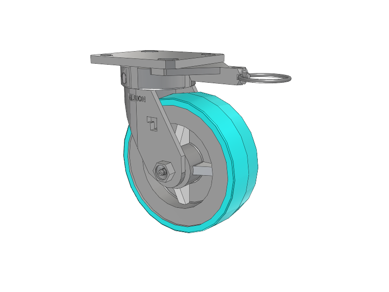 120 Series Top Plate Swivel Caster with 6 x 2 Grey Tread on Grey Polypropylene Core XA - Polyurethane (Polypropylene Core) - Prevenz Antimicrobial Wheel
