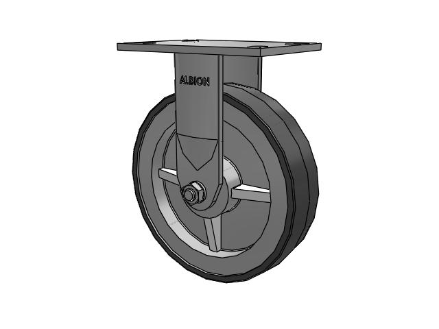 Roulette rigide à plaque supérieure de la série 120, avec bande de roulement grise 8 x 2 sur noyau en polypropylène gris XA - Roue en polyuréthane (noyau en polypropylène)