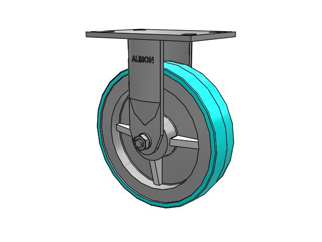 120 Series Top Plate Rigid Caster with 8 x 2 Grey Tread on Grey Polypropylene Core XA - Polyurethane (Polypropylene Core) - Prevenz Antimicrobial Wheel