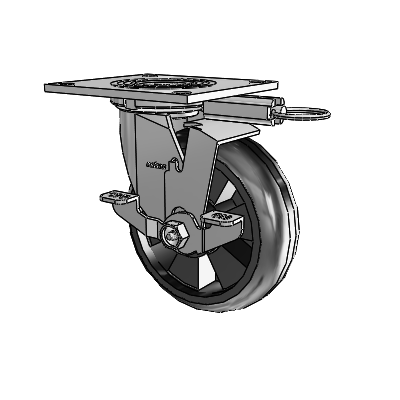 4 Series 2 Inch Wide Top Plate Swivel Caster Caster with 6 x 2 Trans-forma LT (Round) Wheel and Top Lock Brake