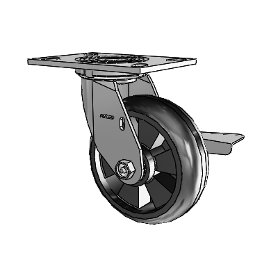 4 Series 2 Inch Wide Top Plate Swivel Caster Caster with 6 x 2 Trans-forma LT (Round) Wheel and Side Lock Brake
