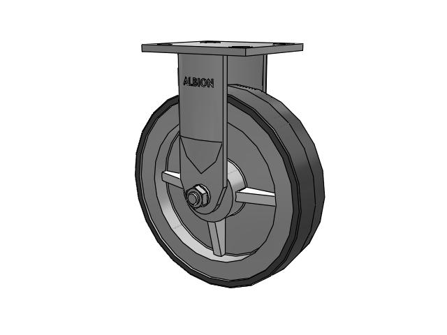120 Series Top Plate Rigid Caster with 8 x 2 Grey Tread on Grey Polypropylene Core XA - Polyurethane (Polypropylene Core) Wheel