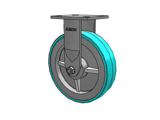 120 Series Top Plate Rigid Caster with 8 x 2 Grey Tread on Grey Polypropylene Core XA - Polyurethane (Polypropylene Core) - Prevenz Antimicrobial Wheel