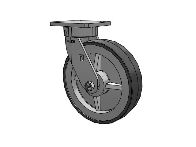 120 Series Top Plate Swivel Caster with 8 x 2 Grey Tread on Grey Polypropylene Core XA - Polyurethane (Polypropylene Core) Wheel