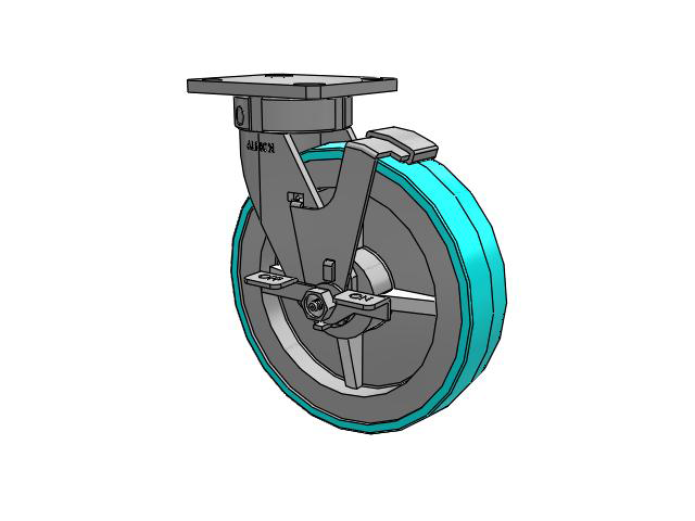 120 Series Top Plate Swivel Caster with 8 x 2 Grey Tread on Grey Polypropylene Core XA - Polyurethane (Polypropylene Core) - Prevenz Antimicrobial Wheel and Stainless Steel Face Brake