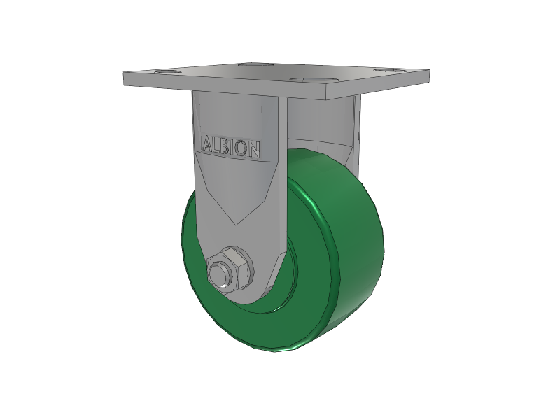 120 Series Top Plate Rigid Caster with 4 x 2 Green Polyurethane XI - X-treme Solid Polyurethane Wheel