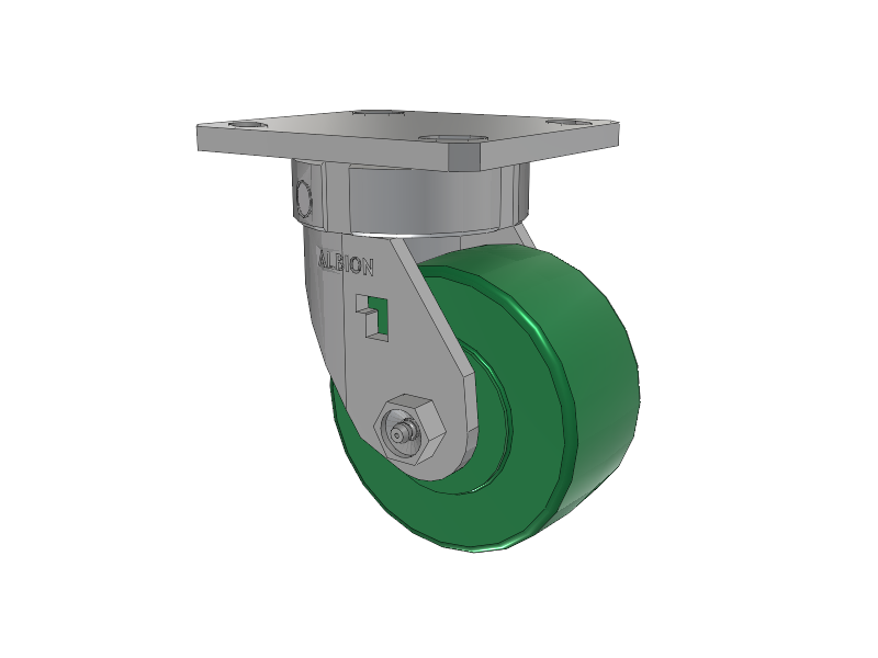 120 Series Top Plate Swivel Caster with 4 x 2 Green Polyurethane XI - X-treme Solid Polyurethane Wheel