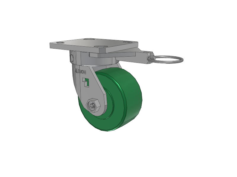 120 Series Top Plate Swivel Caster with 4 x 2 Green Polyurethane XI - X-treme Solid Polyurethane Wheel