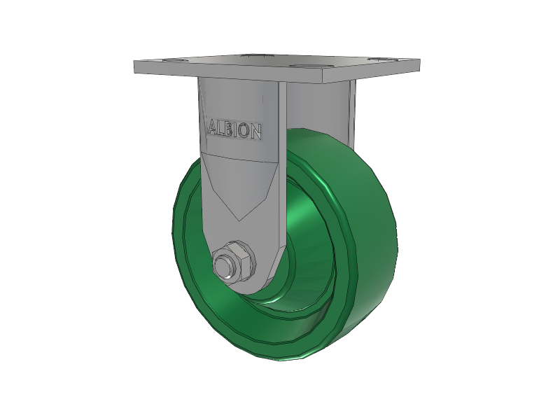 120 Series Top Plate Rigid Caster with 5 x 2 Green Polyurethane XI - X-treme Solid Polyurethane Wheel