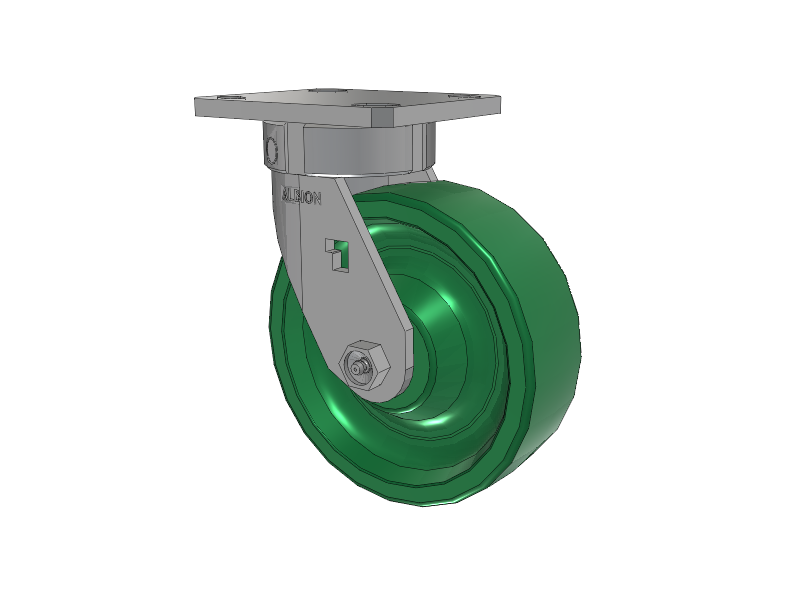 120 Series Top Plate Swivel Caster with 6 x 2 Green Polyurethane XI - X-treme Solid Polyurethane Wheel