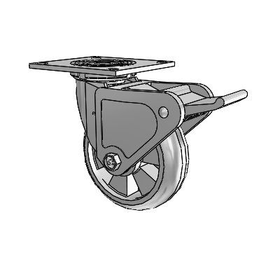 4 Series 2 Inch Wide Top Plate Swivel Caster Caster with 6 x 2 Trans-forma (Round) Wheel and Tech Lock Brake
