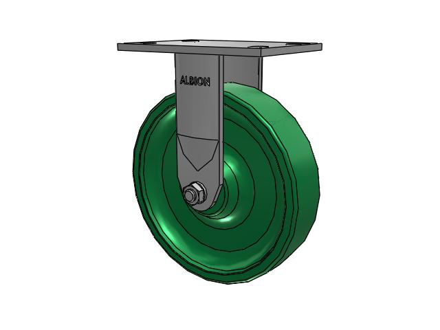 120 Series Top Plate Rigid Caster with 8 x 2 Green Polyurethane XI - X-treme Solid Polyurethane Wheel