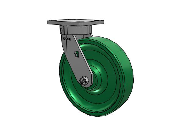 120 Series Top Plate Swivel Caster with 8 x 2 Green Polyurethane XI - X-treme Solid Polyurethane Wheel