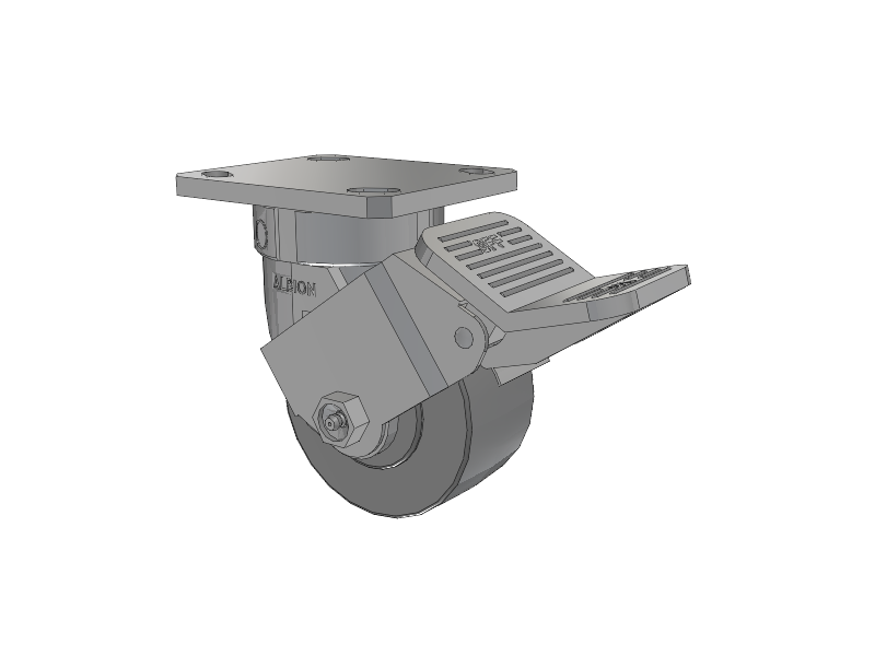 120 Series Top Plate Swivel Caster with 4 x 2 Grey Polyurethane XP - X-treme Plus Solid Polyurethane Wheel and Stainless Steel Face Brake