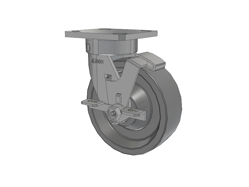 120 Series Top Plate Swivel Caster with 6 x 2 Grey Polyurethane XP - X-treme Plus Solid Polyurethane Wheel and Stainless Steel Face Brake