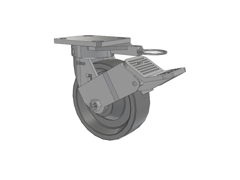 120 Series Top Plate Swivel Caster with 6 x 2 Grey Polyurethane XP - X-treme Plus Solid Polyurethane Wheel and Stainless Steel Face Brake