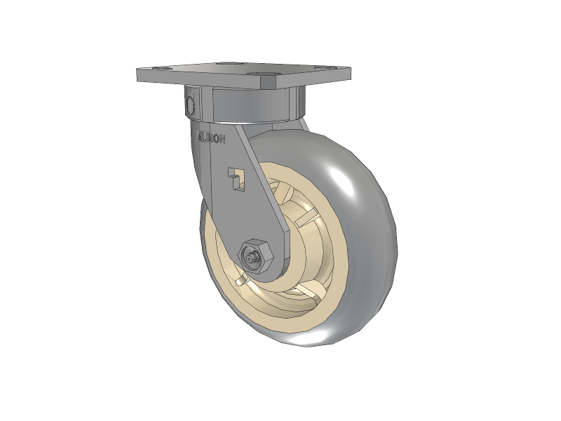 120 Series Top Plate Swivel Caster with 6 x 2 Grey Tread on Grey Core XR - X-tra Soft Rubber (Round) - Prevenz Antimicrobial Wheel