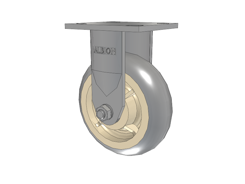 120 Series Top Plate Rigid Caster with 6 x 2 Grey Tread on Grey Core XR - X-tra Soft Rubber (Round) - Prevenz Antimicrobial Wheel