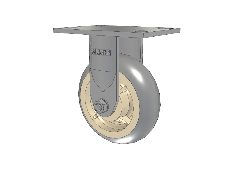 120 Series Top Plate Rigid Caster with 6 x 2 Grey Tread on Grey Core XR - X-tra Soft Rubber (Round) - Prevenz Antimicrobial Wheel
