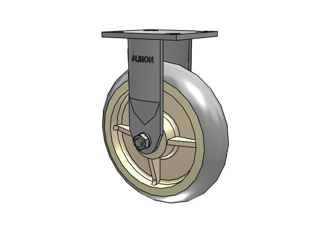 120 Series Top Plate Rigid Caster with 8 x 2 Grey Tread on Grey Core XR - X-tra Soft Rubber (Round) - Prevenz Antimicrobial Wheel
