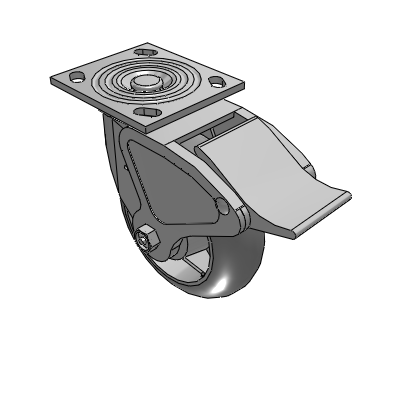 4 Series 2 Inch Wide Top Plate Swivel Caster with 6 x 2 Performa Rubber (Round) Wheel and Total Lock Brake