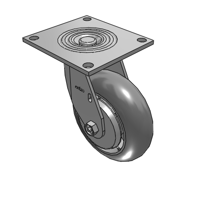 4 Series 2 Inch Wide Top Plate Swivel Caster with 6 x 2 Performa Rubber (Round) Wheel