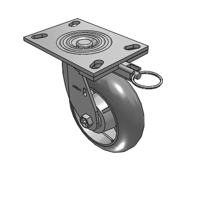 4 Series 2 Inch Wide Top Plate Swivel Caster with 6 x 2 Performa Rubber (Round) Wheel