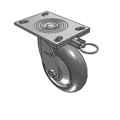 4 Series 2 Inch Wide Top Plate Swivel Caster with 6 x 2 Performa Rubber (Round) Wheel
