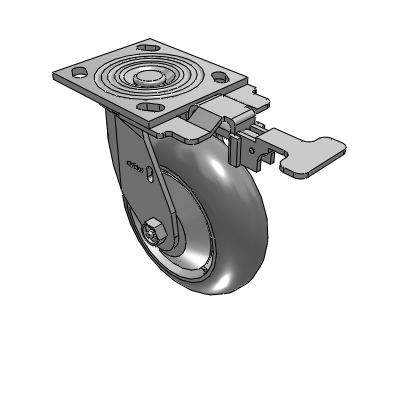 4 Series 2 Inch Wide Top Plate Swivel Caster with 6 x 2 Performa Rubber (Round) Wheel